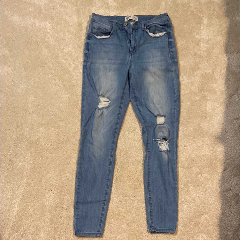Blue Distressed Women Jeans